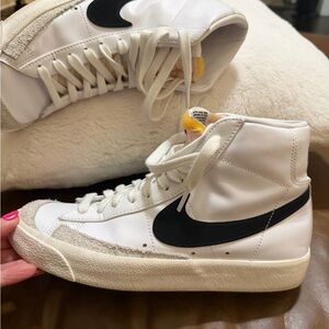 Nike White Sneakers with Orange Detail